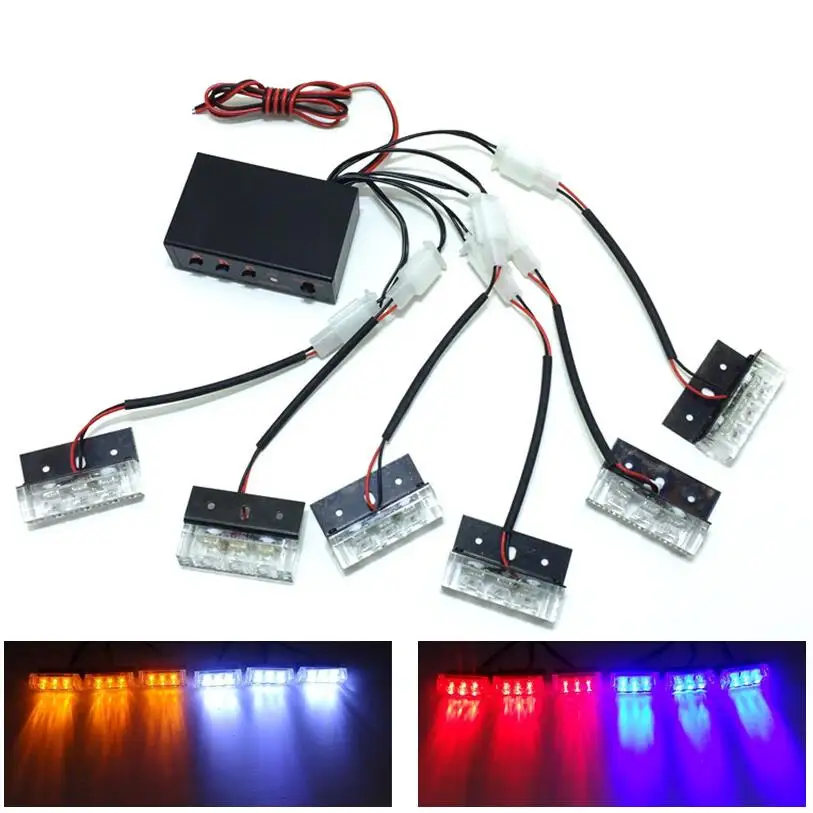 Red Yellow Blue White Car Truck 6x3 LED Strobe Flash Warning Emergency Front Bumper Grille Driving Light Bar Police Firefighter