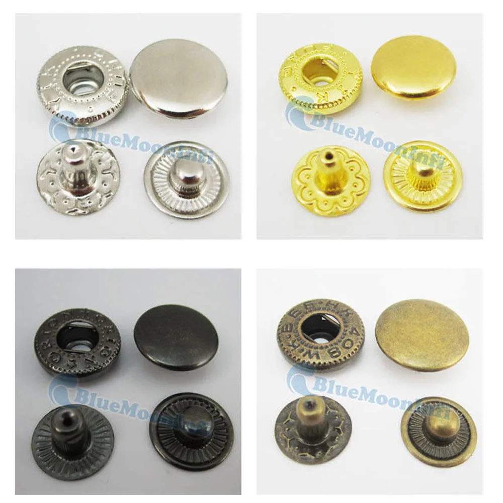 100 Sets 10 12 15mm Metal Rapid Rivet Button Snaps Fasteners Use for