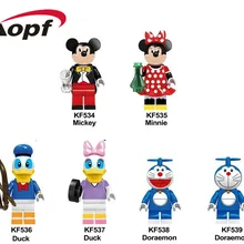Одиночная строительных блоков персонаж мультфильма Doraemon Микки Дейзи Дак экшн-кирпичи фигурки для Детские модельные игрушки KF6041