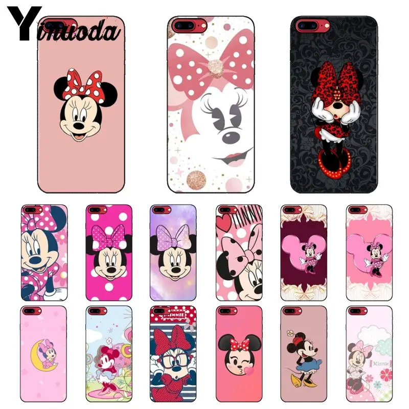 

Yinuoda Kissing Lovers Minnie Mouse Black TPU Soft Silicone Phone Case Cover for iPhone X XS MAX 6 6S 7 7plus 8 8Plus 5 5S XR
