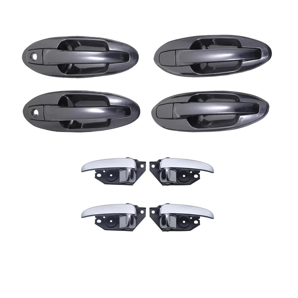 

8PCS BLACK EXTERIOR CHROME INTERIOR DOOR HANDLE FOR HYUNDAI Sonata 02-05 2002 2003 2004 2005 FR:82660-3C000 FL:82650-3C000