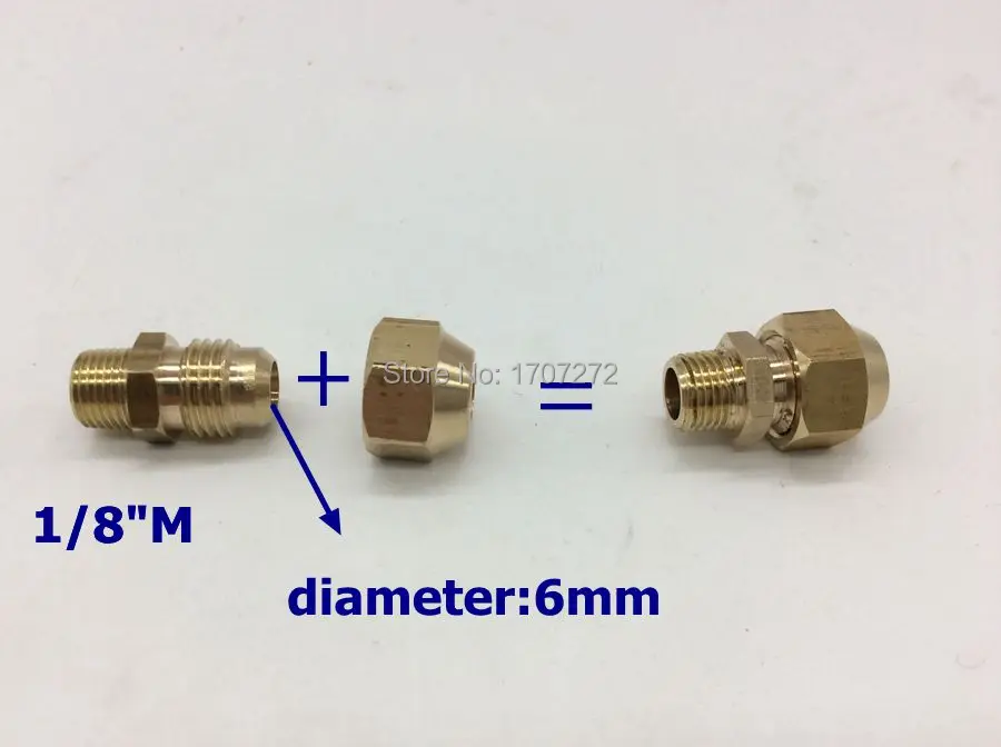 Free Shipping 1/8"Male x 6mm copper Flaring directly connect, brass
