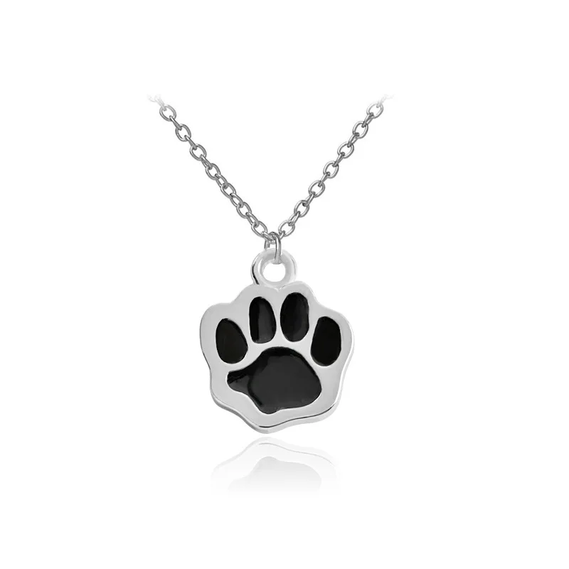Contracted Black Paw Print Dog Necklace Fashion Gifts For Family Lovers Friends Zinc Alloy 1pcs | Украшения и аксессуары