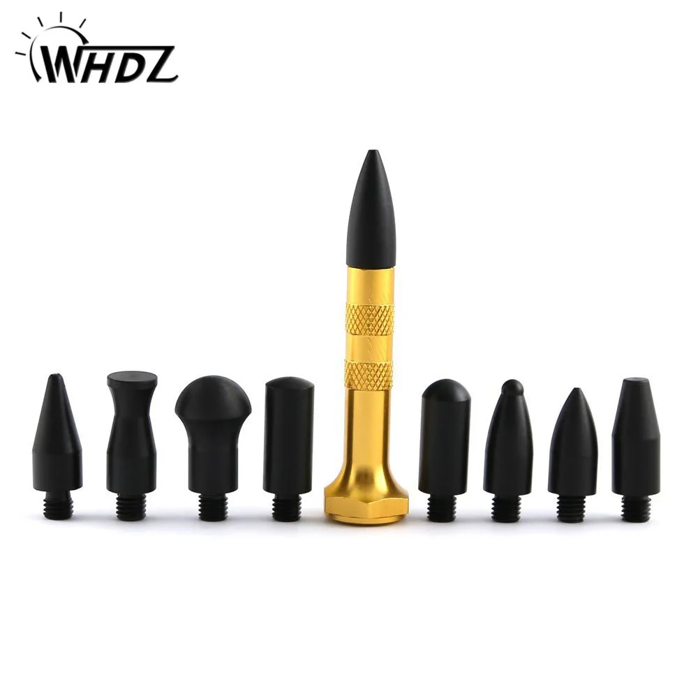 

WHDZ PDR Tool Aluminum Knock Down kitsTap Down Pen With 10Heads POM polyformaldehyde For Paintless Hail Removal Car Dent Remover