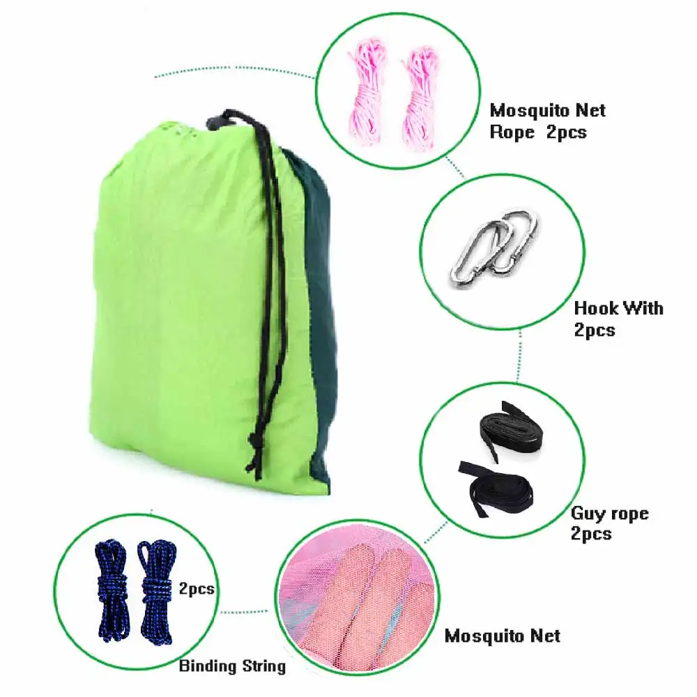 Person Portable Parachute Fabric Mosquito Net Hammock For Indoor Outdoor Camping Using Newest Fashion Handy Hammock