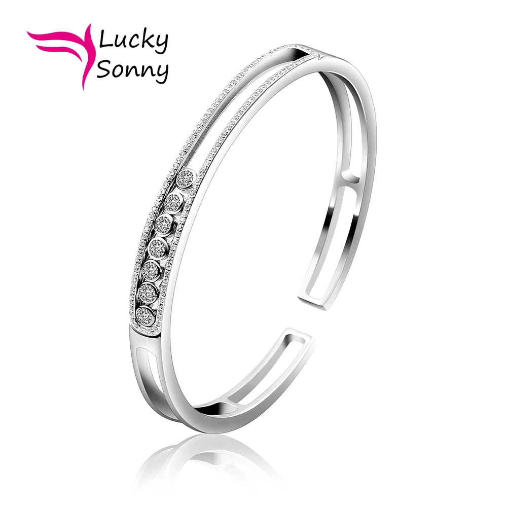 

Must Have Luxury Bracelet 925 Sterling Silver Bracelets For Women Solid Silver Cuff Bangle Moving CZ Bracelet & Bangles Joyerias