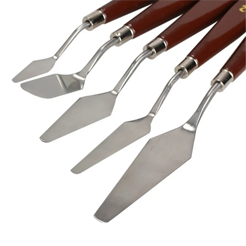 5 шт. набор ножей для рисования маслом из нержавеющей стали|for tools|wooden tool handlestool set |