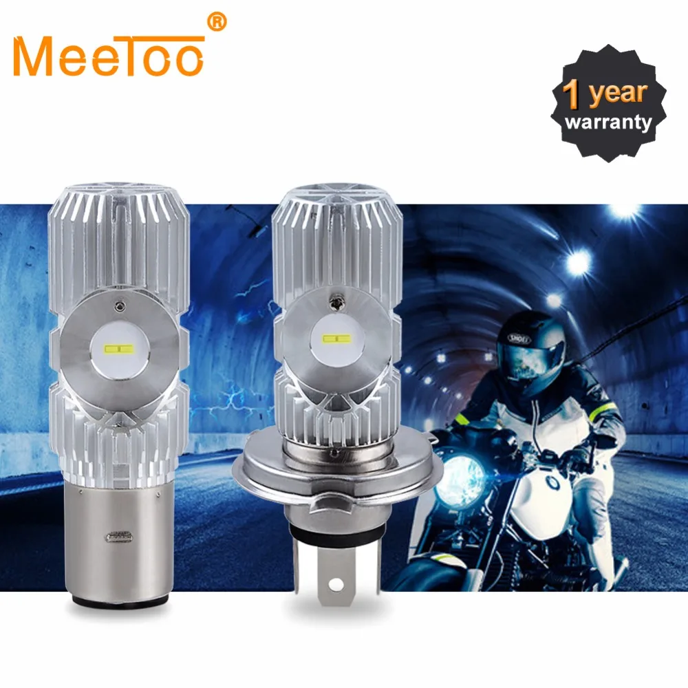

MeeToo 1Pcs H4 HS1 LED Motorcycle Headlight 12V High Low Beam Light 2400LM CSP Chip Super Bright Whitev BA20D Led Motorbike Lamp