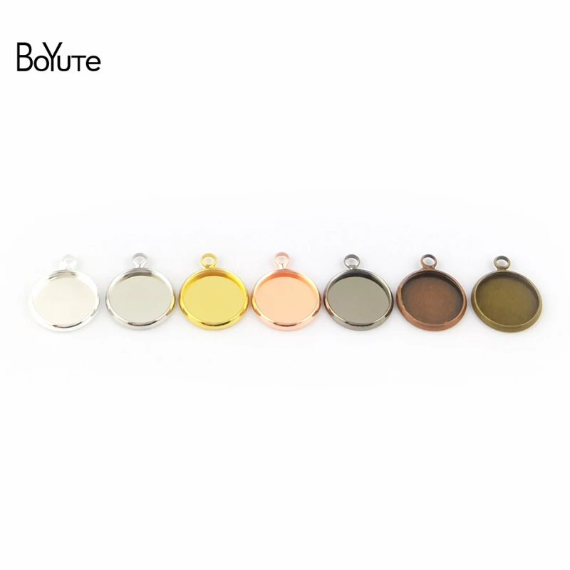 BoYuTe 50Pcs 6 Colors Plated Round 10MM 12MM 14MM 16MM 18MM 20MM 25MM Cameo Cabochon Base Diy Blank Tray Pendant Base (5)