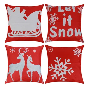 

Merry Christmas Elk Jute Pillow Covers Rustic Decorative Pillowcase Cushion Cover Decoration for Home New Year Products