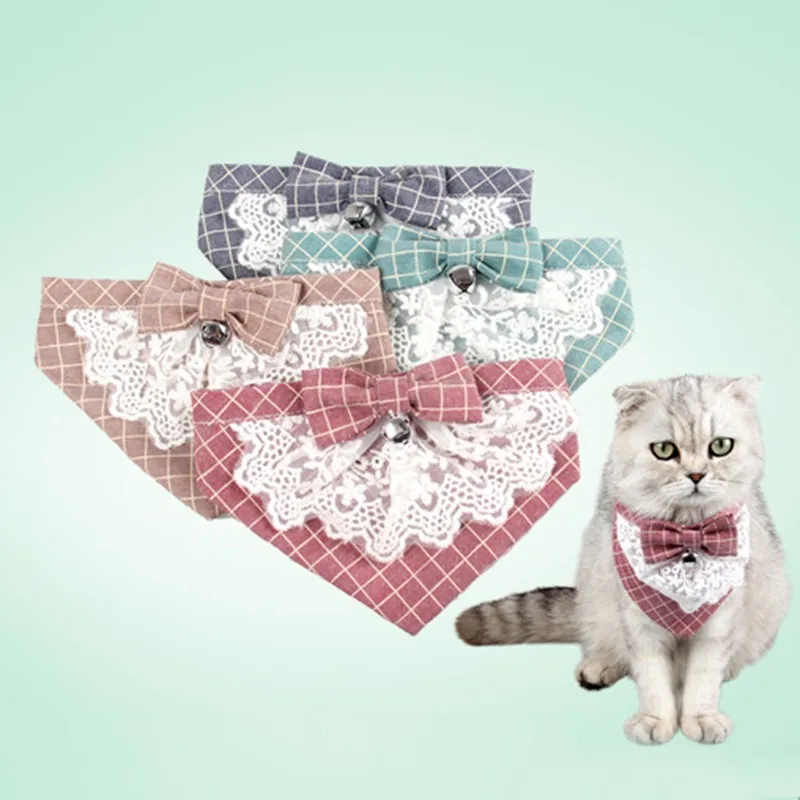 England Style Adjustable Dog Scarf Pet Neck Scarf Plaids Bow Tie