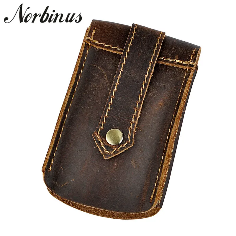 

Norbinus Men's Genuine Leather Car Key Case Bag Organizer Key Loops Housekeeper Male Key Holder Cover Wallet Keychain Key Rings
