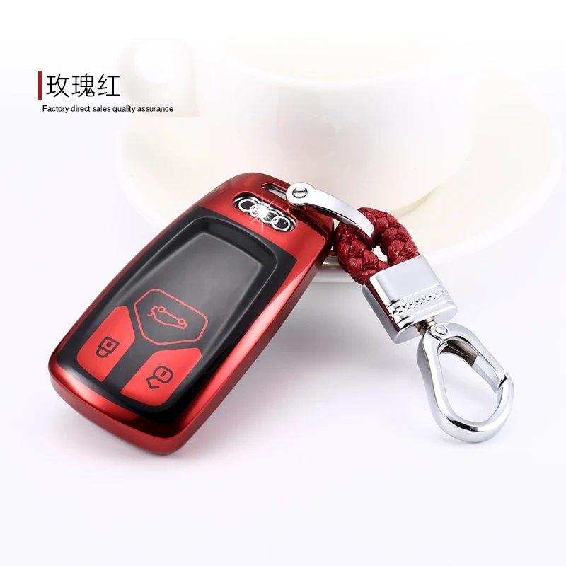 

New TPU soft Car Key Cover Case Key Case For AUDI A4 B9 Q5 Q7 TT TTS 8S 2016 2017 car smart remote Car Styling