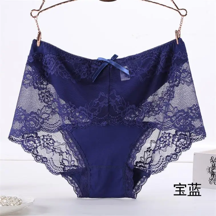 cool lace briefs butterfly knot plus big size blue Women Panties panty