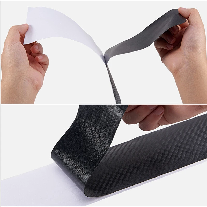 POSSBAY Auto Car Door Sill Strip Guard Carbon Fiber Door Plate Scuff Protection Front Rear Door Step Scratch Cover