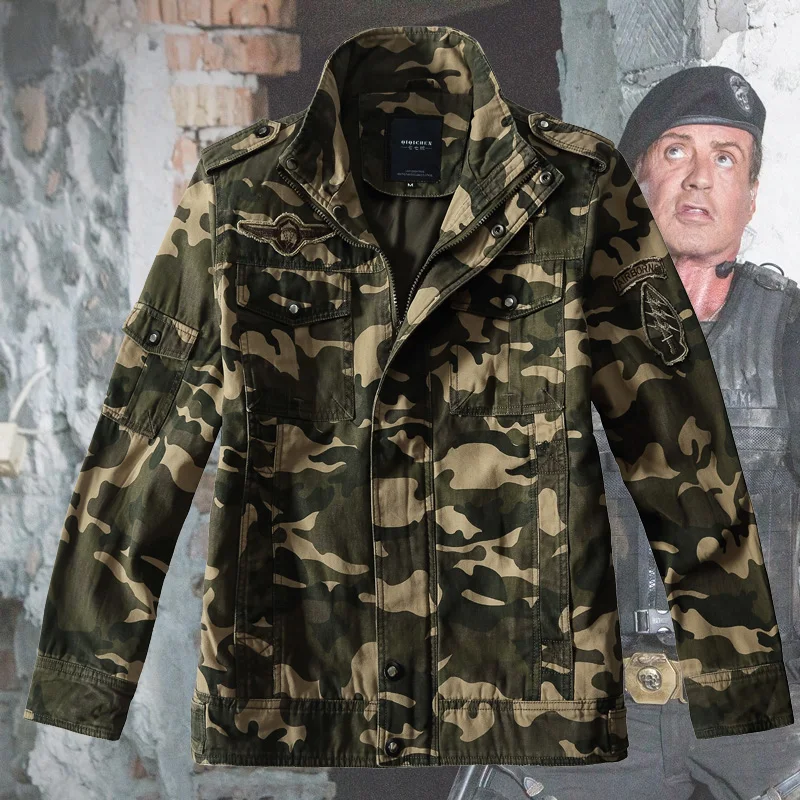 Camouflage Combat Military Style Jacket Coat For Men 100 Cotton Stand