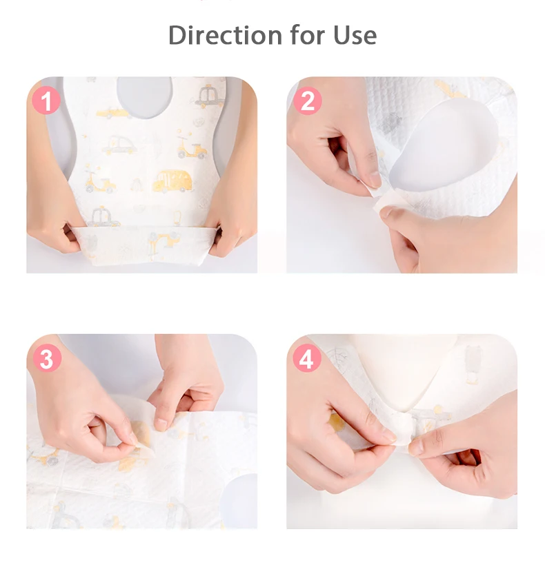 20Pcs/lot Disposable Waterproof Non-Woven Fabric Baby Toddler Bibs Feeding Saliva Apron Paper Baby Bibs