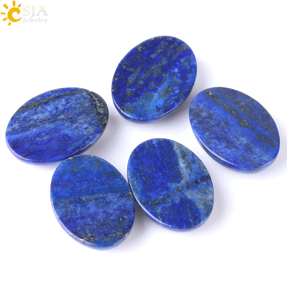 CSJA Cabochon en Lapis Lazuli pour hommes,  pierres précieuses naturelles, cabochon pierre naturelle,  perle de cabine ovale pour , bricolage, fabrication de bijoux artisanaux , lapis lazuli pierre naturelle F511