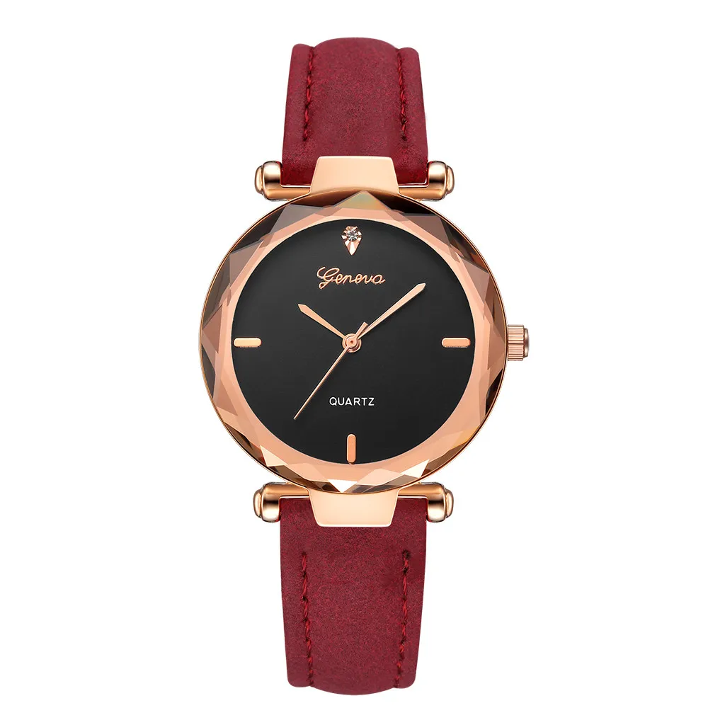 Geneva роскошные часы Женское платье браслет часы модные женские кожаный ремешок аналоговые кварцевые бриллиантовые Наручные часы Часы