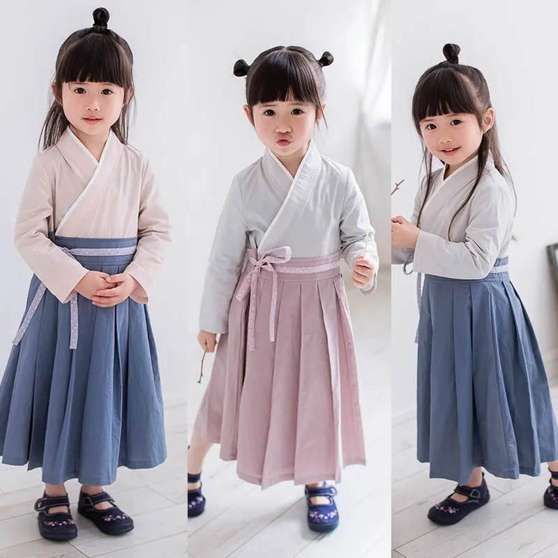 

Teen girl chinese style vintage belted dress hanfu toddler kids retro dress cosplay kid china stage dance show costume national