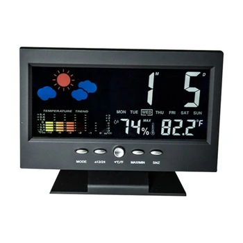 

Weather Station Digital Clock Temperature Humidity Sensor Barometer Forecast Desk Table LED Alarm Clock Electronic Desk Clock