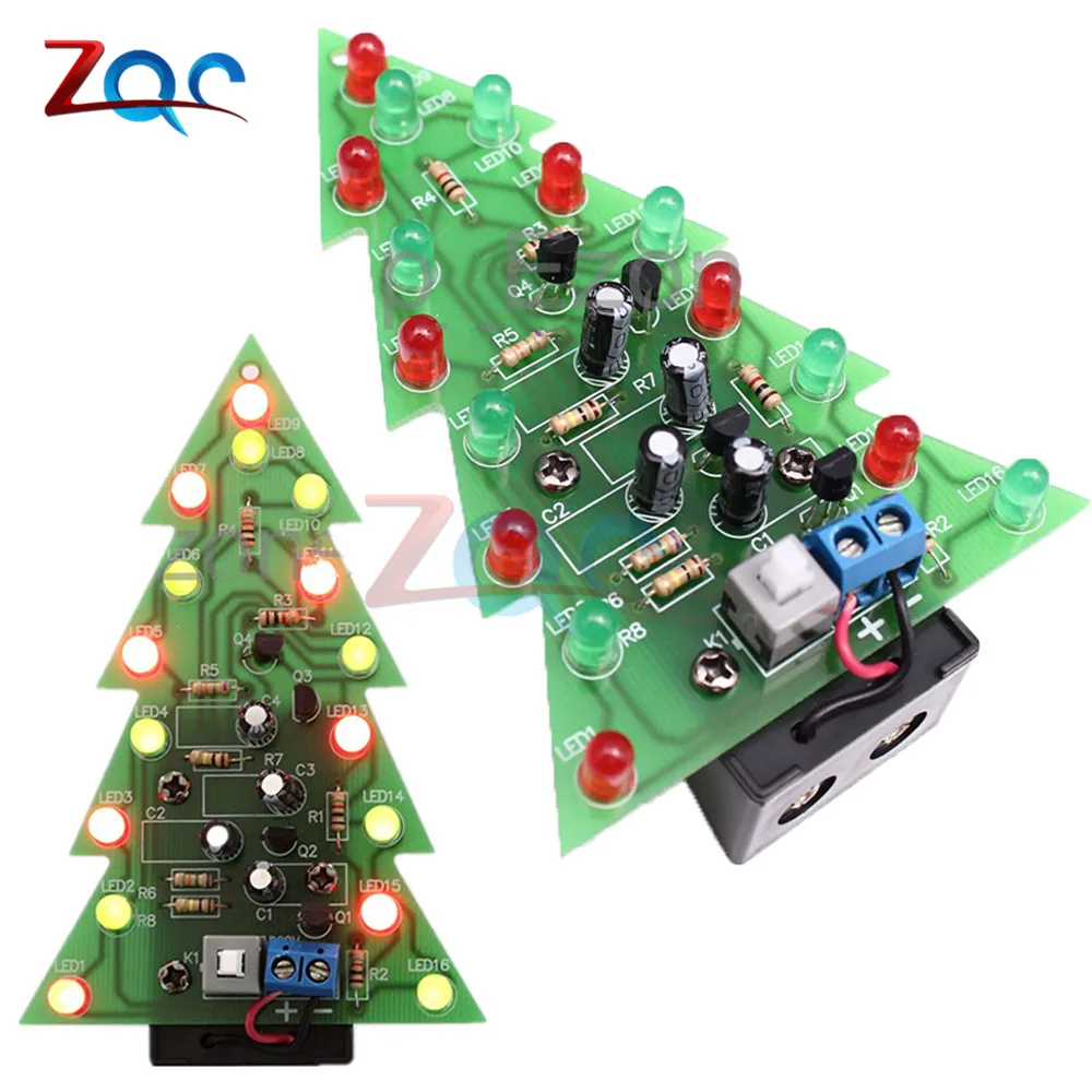 

Diy Kit Electronic PCB Board Module Christmas Tree LED Circuit Red Green Flash Light Electronic Suit