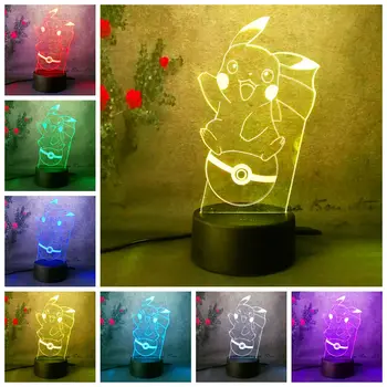 

LED Sleep Kid Light Decoration for home Pikachu 3D 7 Color Lamp Pokemon Go Action Figure LED Holiday Christmas Gifts Night Light