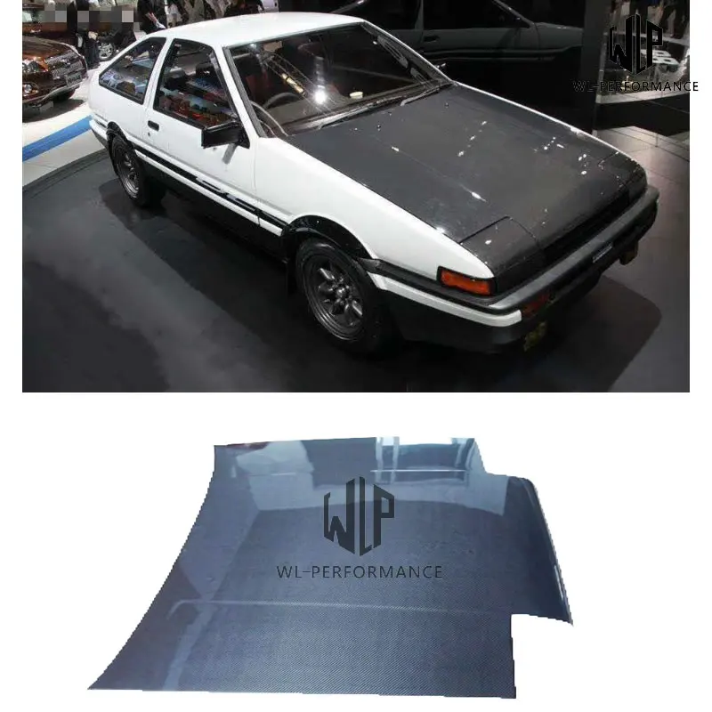 

High qualiy Carbon Fiber Front Engine Hood Bonnets engine Covers For Toyota AE86 Car Body Kit 1983-1987