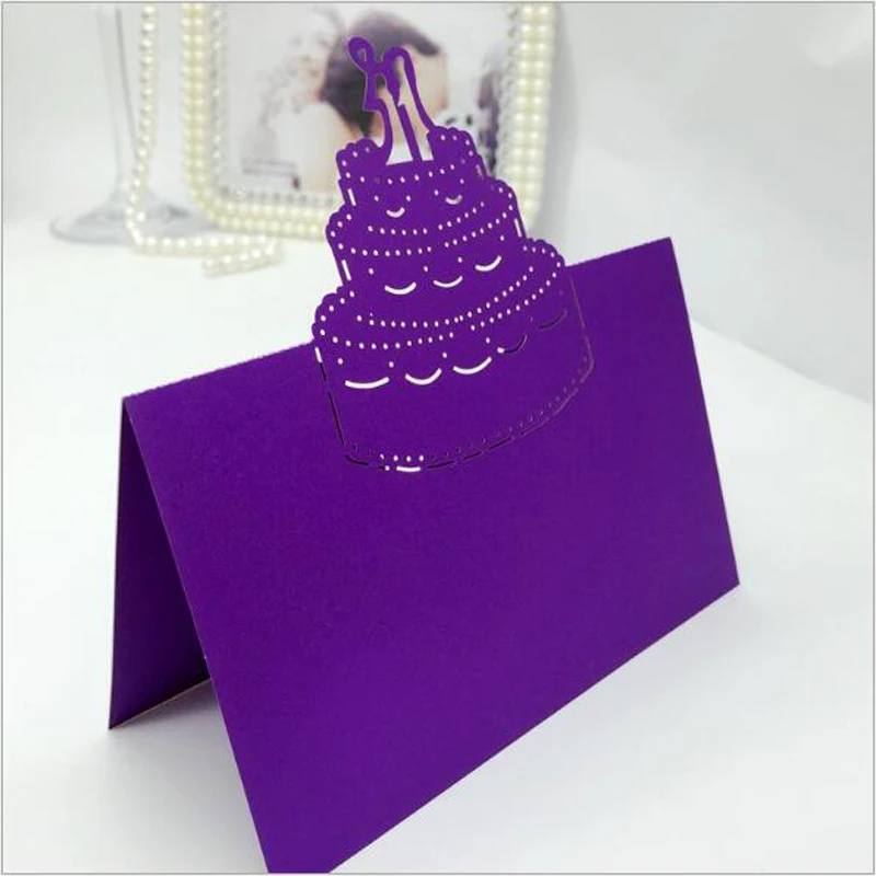50pcs Cake Laser Cut Hollow Table Name Place Cards Favor Message Setting Card Baby Shower Wedding Birthday Party Supplies (3)