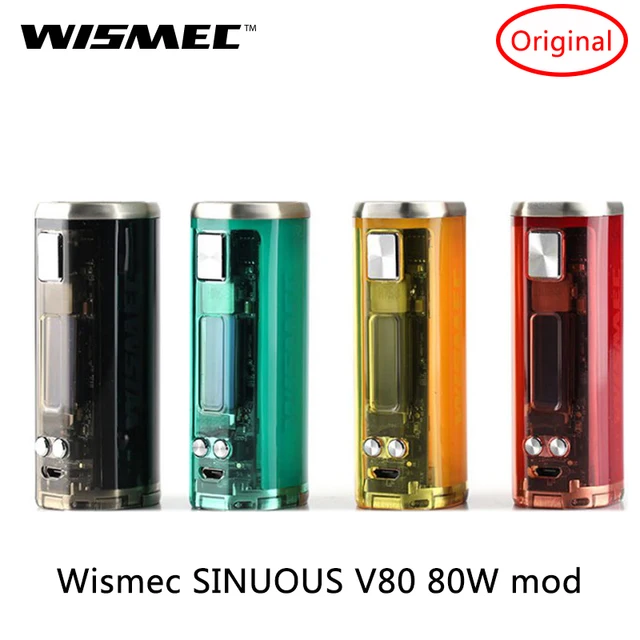 Оригинальный Wismec извилистые V80 Mod 80 Вт TC mod 2A quick charge и 0,91 Экран 6 режимов для оригинальная электронная Сигарета RDA РБА Vape Mod Vs извилистые P80