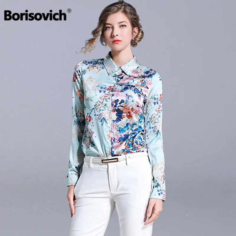 

Borisovich Women Casual Blouses Shirts New 2019 Spring Fashion Vintage Floral Print Long Sleeve Office Lady Elegant Shirt N947