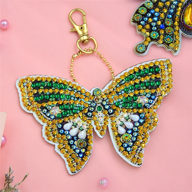 5pcs/set 5D Diamond Painting Butterfly Keychain Key Ring Drill DIY Embroidery Painting Gift Cross Stitch алмазная вышивка