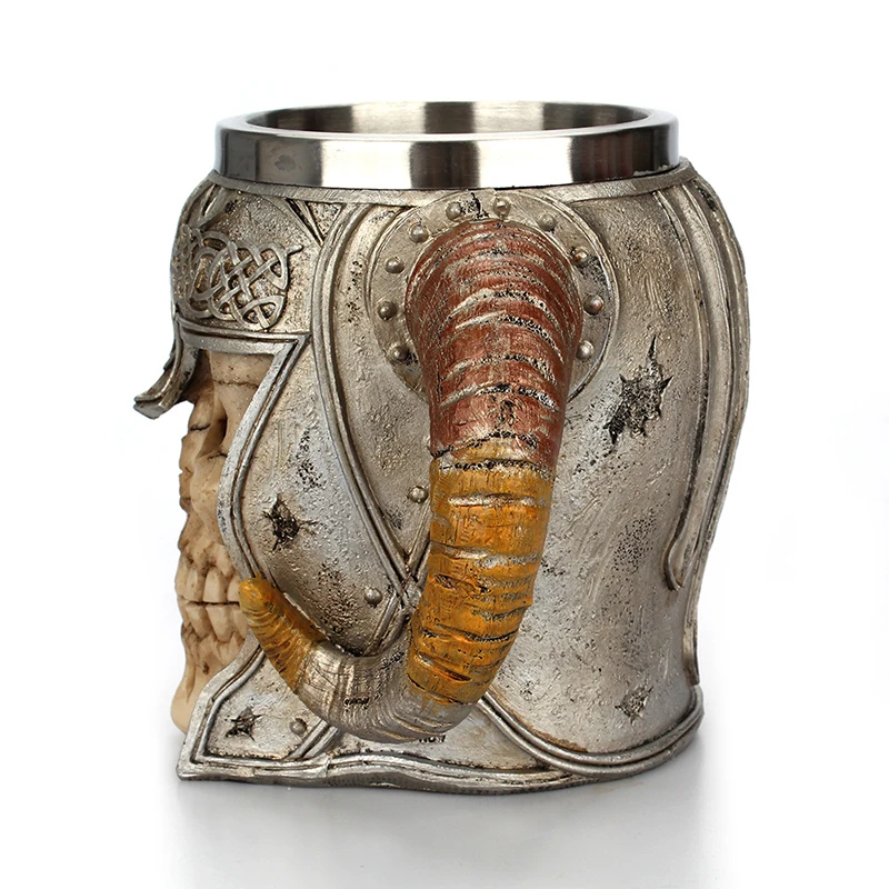 Кружка-Череп из нержавеющей стали Viking Ram Horned Pit Lord Warrior Beer Stein Tankard кофейная кружка, кружка для чая на Хэллоуин посуда для бара подарок