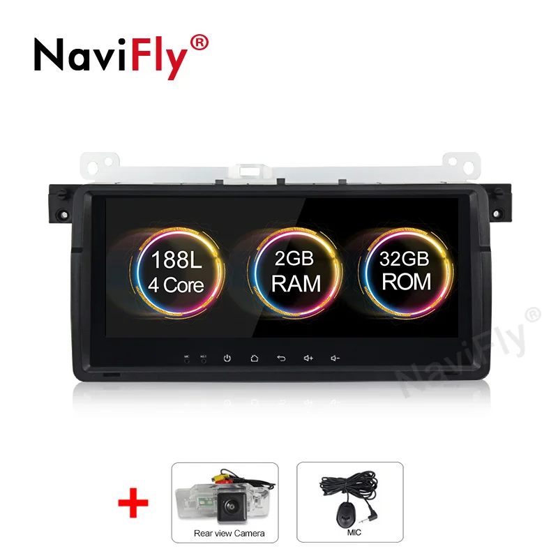 NaviFly 8,8 дюймов 2 ГБ+ 32 ГБ, Android 9,1 Автомобильный мультимедийный плеер для BMW E46 M3 318/320/325/330/335 Rover 75 1998-2006 TDA7851 7708IC - Цвет: Add camera