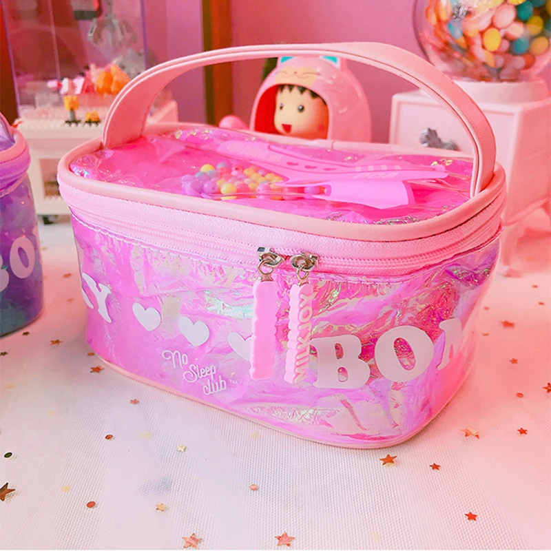 للماء PVC التجميل حالة النساء السفر الليزر واضح غسل الزينة أطقم المنظم حقيبة مستحضرات تجميل التجميل أكياس إكسسوارات السفر