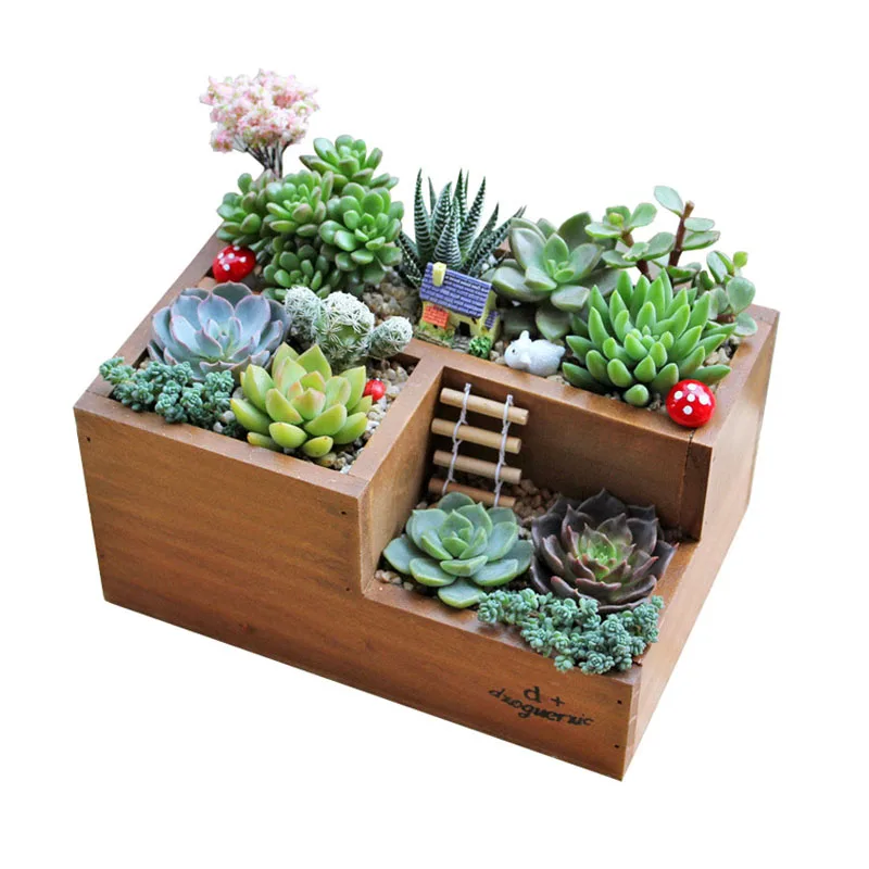 

DIY Bois Storage Box Phone Knife Pen Succulent Table Stand Desktop Board Storage Box Bins Wood Multifunction Cajas