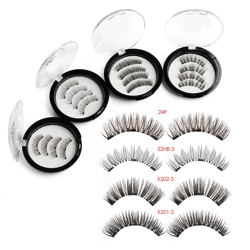 

1 Set Full Coverage 3D Triple Mink Magnetic False Eyelashes Glue-Free magnet Eye Lashes Extension Makeup Tools wimpers