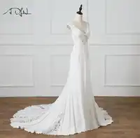 ADLN Sexy Illusion Bodice Wedding Dress Deep V-neck See Through Lace Bridal Gown Robe de Mariage Charming Bride Dress Customized