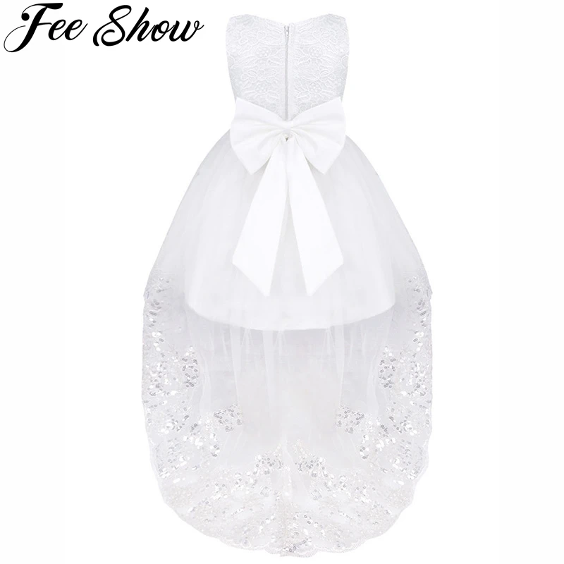 2-8 Years Girls Flower Long Tail Formal Dress Red White Lace for Baby Kids princess dress girls costumes christmas clothes | Детская