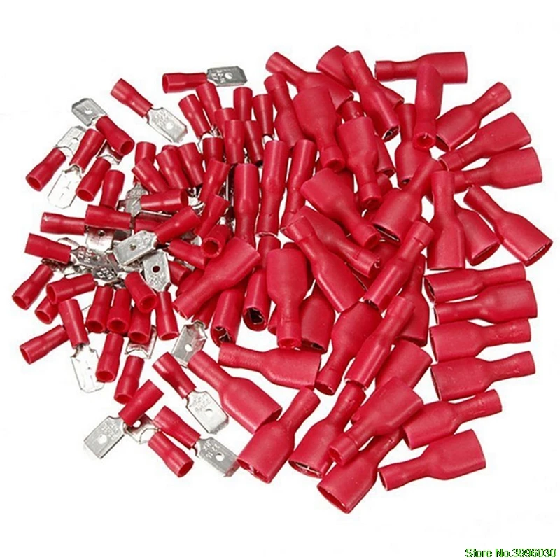 

100Pcs Female & Male Spade Insulated Connectors Crimp Electrical Wire Terminal