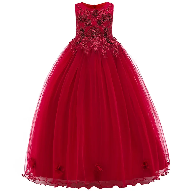 Платья для девочек Новинка для девочек-подростков; Элегантное свадебное платье для девочек; праздничное платье принцессы стильная Вышивка Вечерние платья, платья для торжества