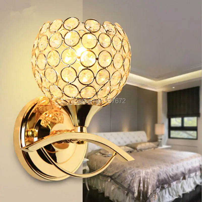 Us 26 6 30 Off Hqxing Modern Bedside Wall Lamp Bedroom Stair Lighting Crystal Wall Lights E27 Led Bulb Silver Gold Led Lamp For Bedroom Decor In Led