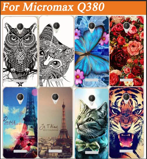 

For Micromax Canvas Spark Q380 Case Cover, 14 Patterns Colored Painting soft tpu Case FOR Micromax Q380 Protective Back Case
