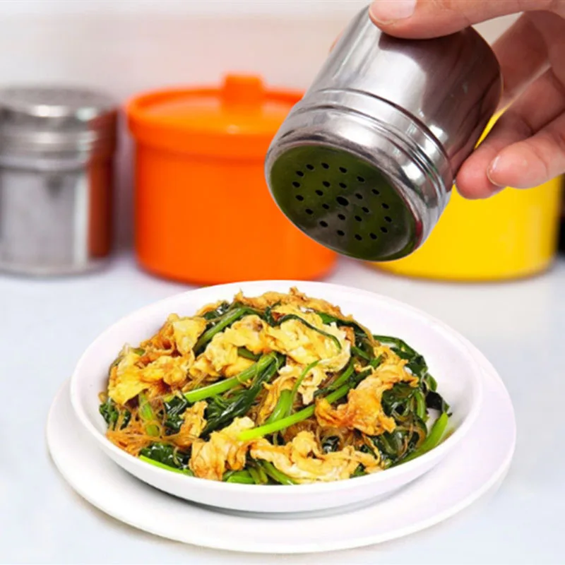 Stainless Steel Salt Sugar Pepper Shaker Box Cocoa Icing Powder Containers Home BBQ Baking Picnic Use 7*5.3 cm 1 PC | Дом и сад