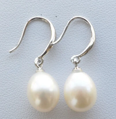 

free shipping 00100 white RICE FRESHWATER PEARL DANGLE EARRING