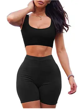 

Women 2 Piece Set Crop Top&Shorts Bodycon Outfits Sport Workout Tracksuit 2019 Sexy Summer Slim Beach Party Club Clothing