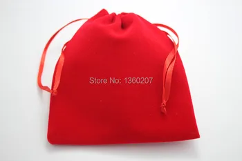 

25pcs/lot red 12*9cm Velvet Drawstring Pouches Jewelry Gift Bags Rectangle