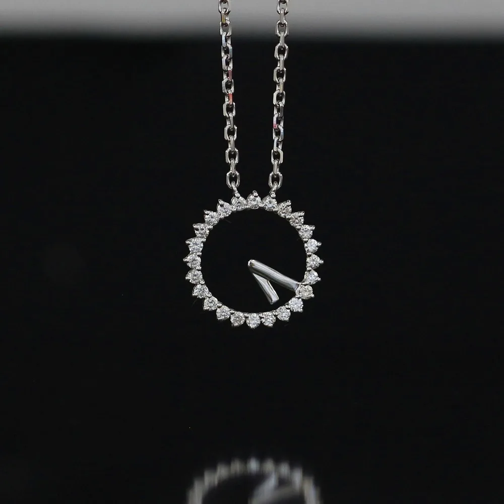 

LASAMERO Halo 0.285CT 18k Gold Round Cut Square Center Pave Set Natural Diamond Necklace Chain Women Fine Jewelry