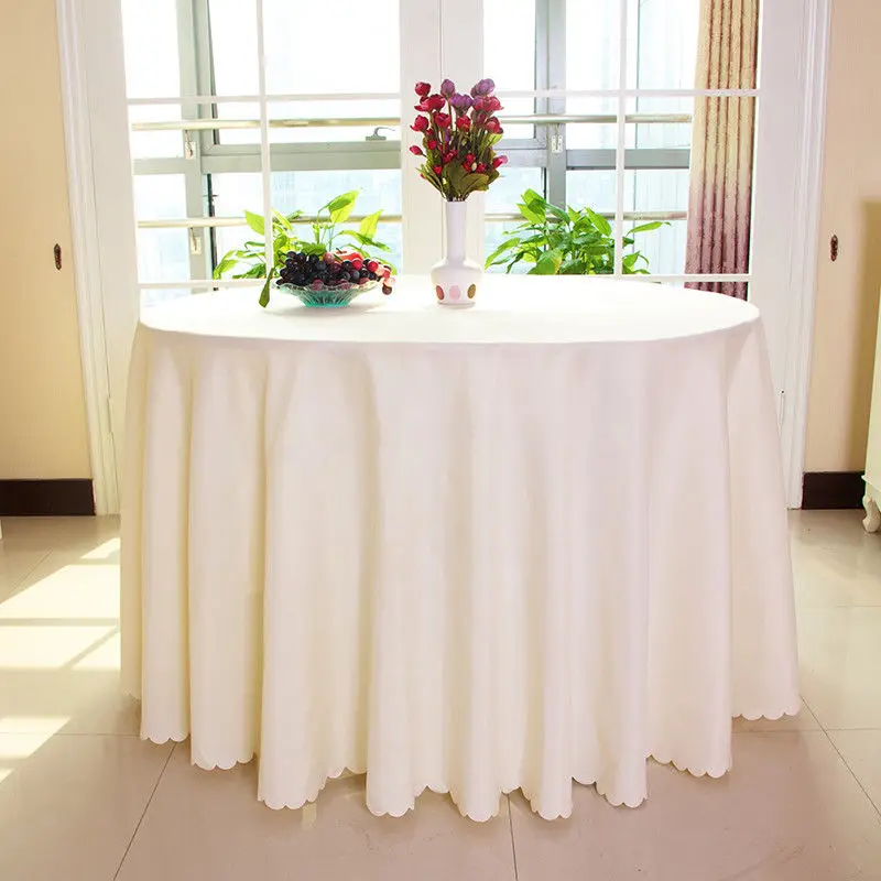HOT SALE With Top Quality Ivory Round Tablecloth Polyester For Wedding