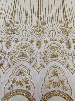 

African French Lace Fabric High Quality yaking-6144 African Tulle Lace Fabric with glitter sequins lace fabric